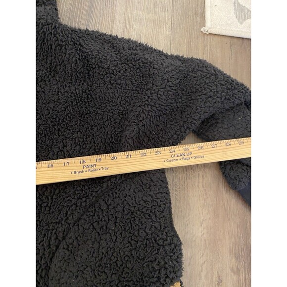 Nordic Beach Sherpa Black Hooded Open Front Drape Jacket Women’s Petite One Size - Picture 7 of 8